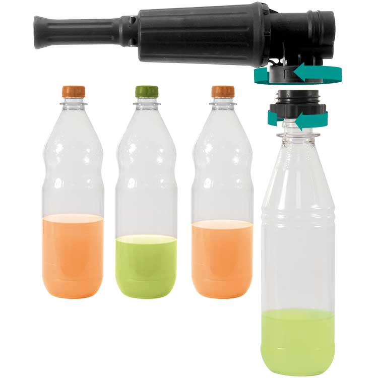 Schéma d'utilisation de l'adaptateur 020073530 avec un canon ST-73 et des bouteilles, équipements non fournis