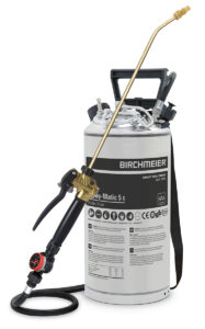 Pulvérisateur Birchmeier Spray-Matic 5 S à récipient inox, avec pompe à main, lance laiton et sangle