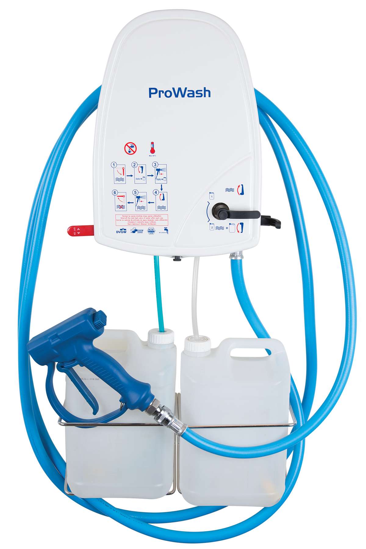 Station murale SEKO ProWash, configuration deux produits avec tuyau et pistolet